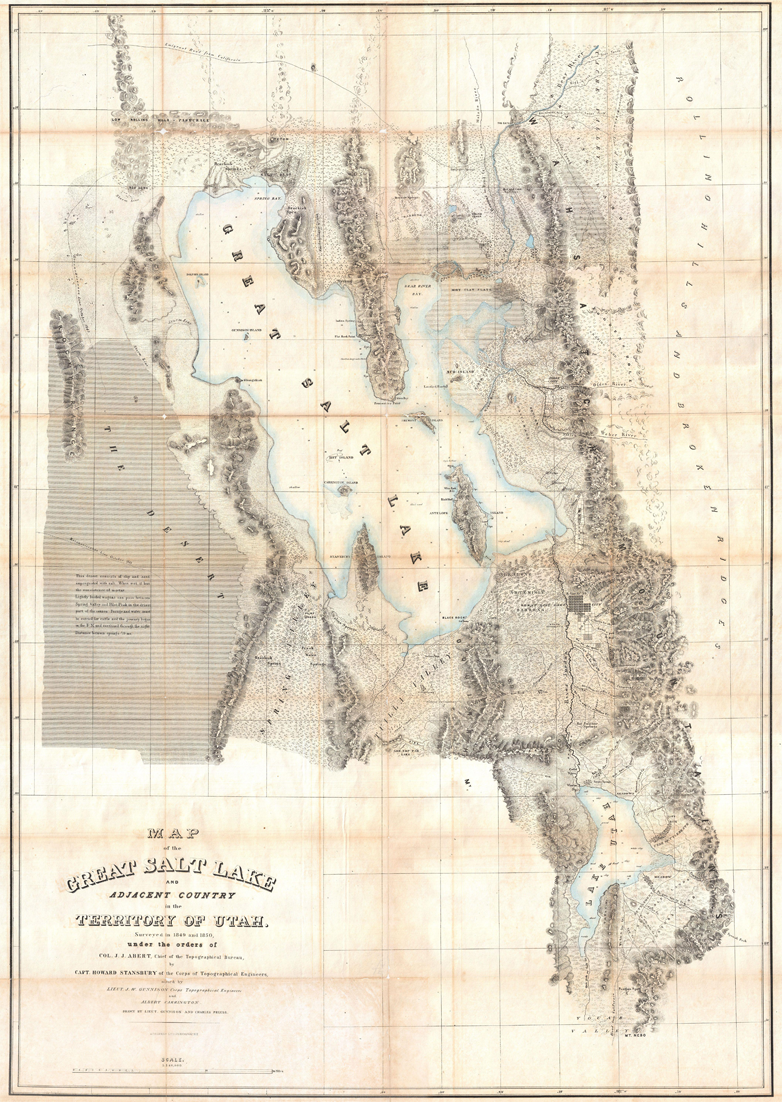Stansbury's 1852 map of the Great Salt Lake